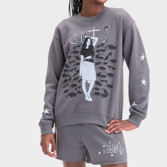 Girls' Olivia Rodrigo Oversized Fleece Crew
Neck Sweatshirt - Gray Size XL - Picture 1 of 9